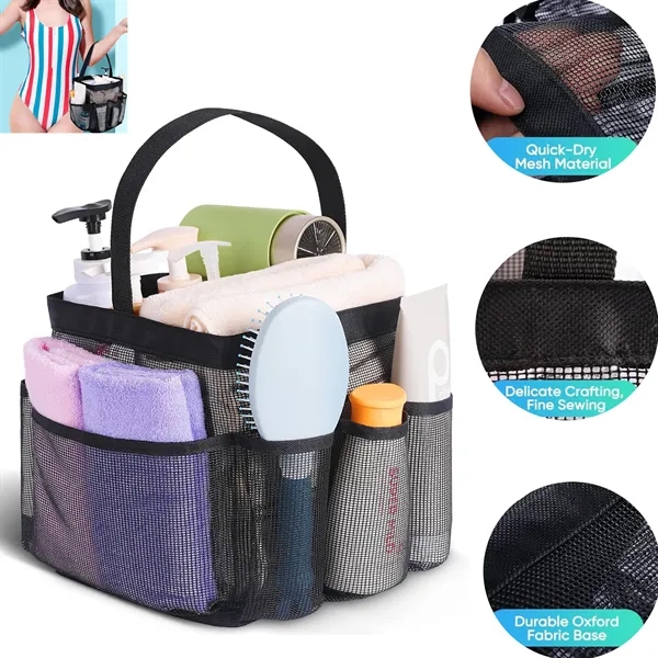 Durable Mesh Shower Caddy with Oxford Base & 8 Pockets - Durable Mesh Shower Caddy with Oxford Base & 8 Pockets - Image 0 of 1