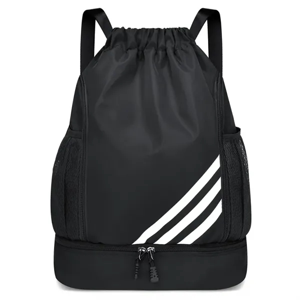 Drawstring Backpack with Shoes Compartment - Drawstring Backpack with Shoes Compartment - Image 2 of 3