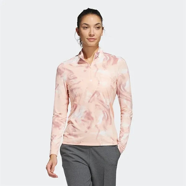 Adidas Ladies Ultimate365 Printed Quarter Zip Mock - Adidas Ladies Ultimate365 Printed Quarter Zip Mock - Image 0 of 4