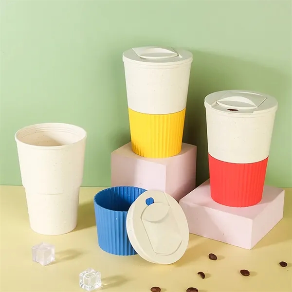 12.8oz Wheat Straw Anti-scalding Water Cup w/Lid - 12.8oz Wheat Straw Anti-scalding Water Cup w/Lid - Image 2 of 2