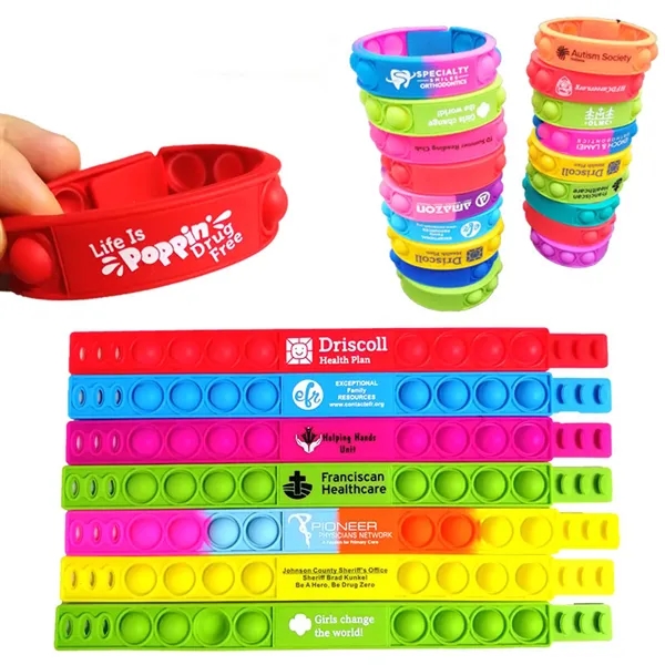 Silicone Push Pop Fidget Toy Sensory Bracelet - Silicone Push Pop Fidget Toy Sensory Bracelet - Image 1 of 3