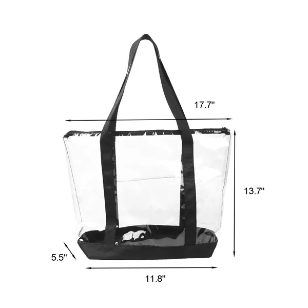 Custom Large Capacity Clear PVC Tote Bag w/Zipper Closure - Custom Large Capacity Clear PVC Tote Bag w/Zipper Closure - Image 1 of 4