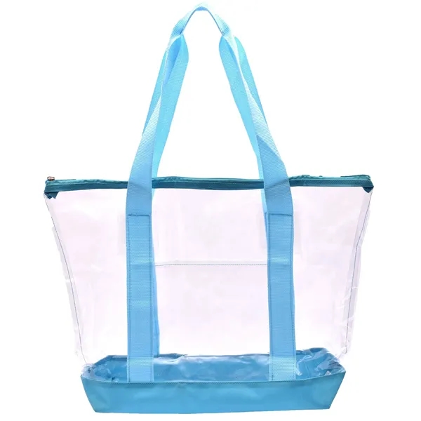 Custom Large Capacity Clear PVC Tote Bag w/Zipper Closure - Custom Large Capacity Clear PVC Tote Bag w/Zipper Closure - Image 3 of 4