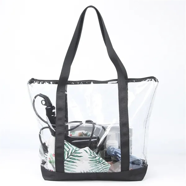 Custom Large Capacity Clear PVC Tote Bag w/Zipper Closure - Custom Large Capacity Clear PVC Tote Bag w/Zipper Closure - Image 4 of 4