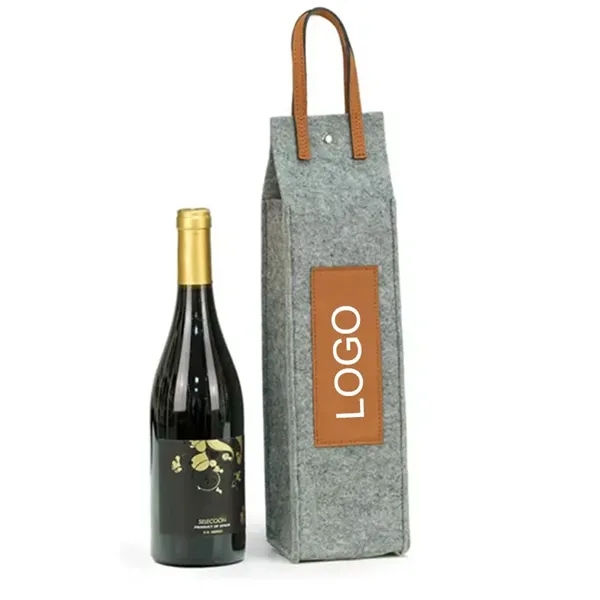 Felt Single Bottle Wine Tote Bag - Felt Single Bottle Wine Tote Bag - Image 1 of 4