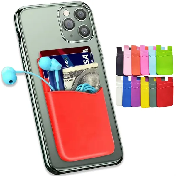 Ultra Slim Double Silicone Phone Card Holder Back Pocket - Ultra Slim Double Silicone Phone Card Holder Back Pocket - Image 0 of 3