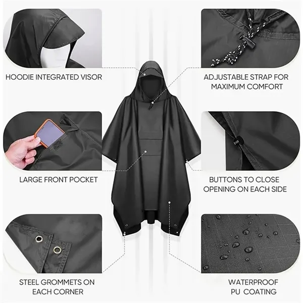 Hooded Rain Poncho - Hooded Rain Poncho - Image 3 of 4