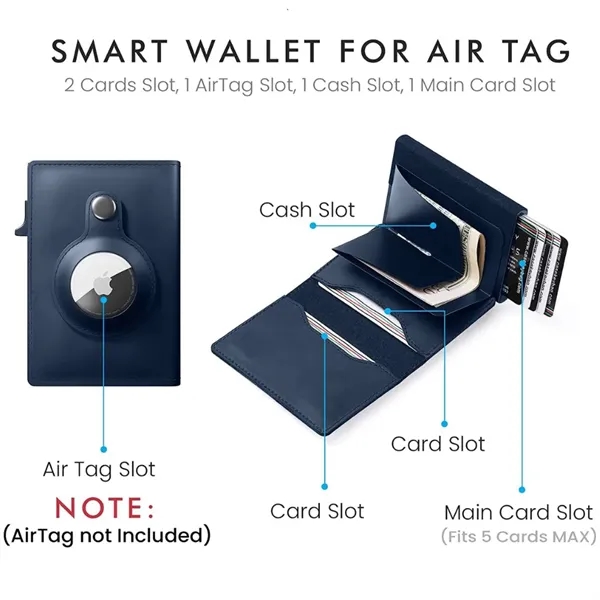 Leather RFID Wallet + KeyChain w/ Apple Tracker holder - Leather RFID Wallet + KeyChain w/ Apple Tracker holder - Image 1 of 16