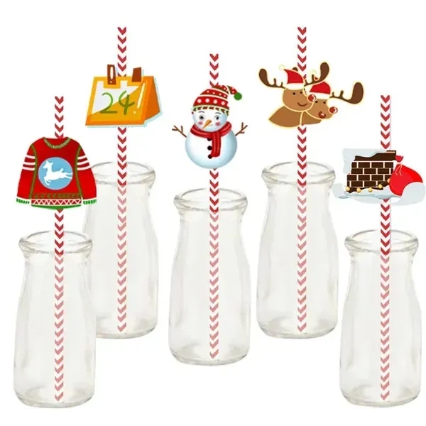 24pcs Christmas Theme Party Decoration Straws - 24pcs Christmas Theme Party Decoration Straws - Image 0 of 3