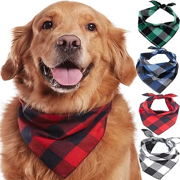 Triangle Pet Buffalo Bandana Plaid Scarf - Triangle Pet Buffalo Bandana Plaid Scarf - Image 0 of 5