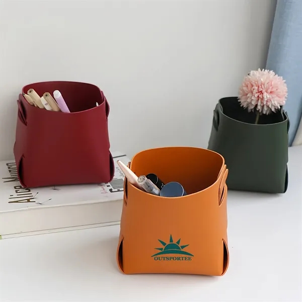 Foldable PU Leather Desk Sundries Storage Tray - Foldable PU Leather Desk Sundries Storage Tray - Image 2 of 4