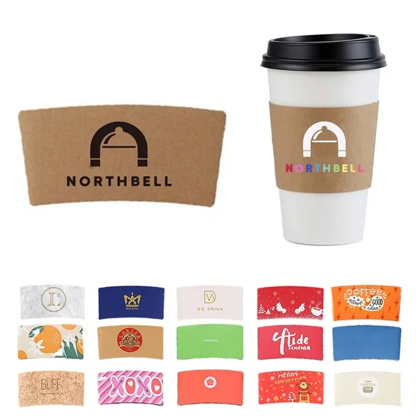 12-16 oz Full-Color Kraft Coffee Cup Sleeve MOQ100 - 12-16 oz Full-Color Kraft Coffee Cup Sleeve MOQ100 - Image 0 of 4