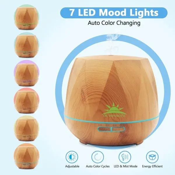 550ml LED wooden grain remote control essential oil diffuser - 550ml LED wooden grain remote control essential oil diffuser - Image 1 of 5