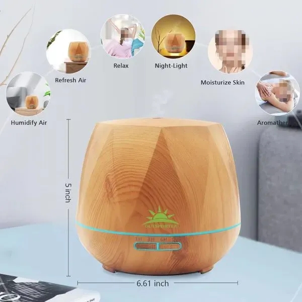 550ml LED wooden grain remote control essential oil diffuser - 550ml LED wooden grain remote control essential oil diffuser - Image 5 of 5