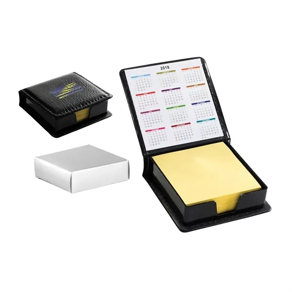 Leatherette Flip-Top Calendar Box with Yellow Sticky Note Pa - Leatherette Flip-Top Calendar Box with Yellow Sticky Note Pa - Image 2 of 3