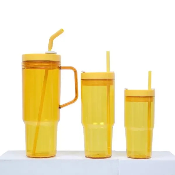 40oz Plastic Drinkware Juice Cup with Straw and Handle - 40oz Plastic Drinkware Juice Cup with Straw and Handle - Image 1 of 1