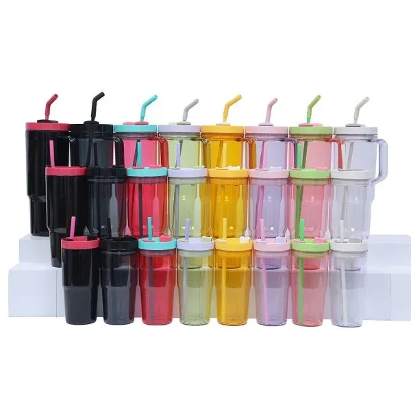 Plastic Drinkware Juice Cup with Straw Set of 3 - Plastic Drinkware Juice Cup with Straw Set of 3 - Image 0 of 2