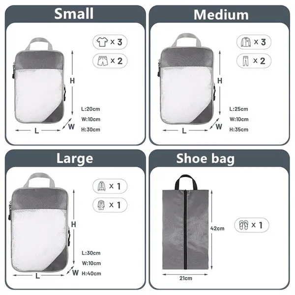 Compression Packing cube for Travel - 4 Piece Set - Compression Packing cube for Travel - 4 Piece Set - Image 2 of 5