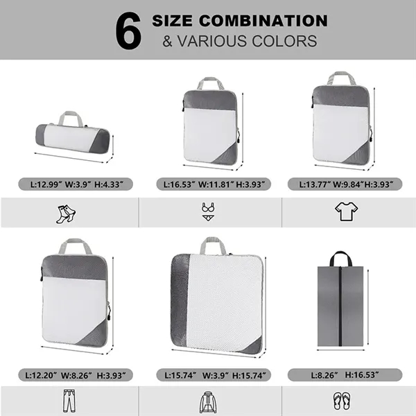 Compression Packing cube for Travel - 6 Piece Set - Compression Packing cube for Travel - 6 Piece Set - Image 1 of 5