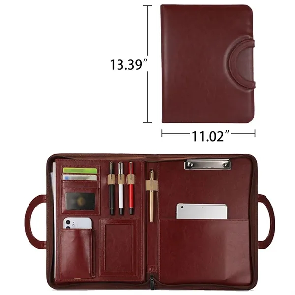 Zippered Leather  Portfolio Folder - Zippered Leather  Portfolio Folder - Image 1 of 3