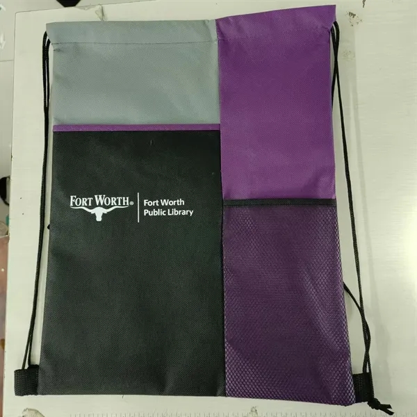 210D Drawstring Backpack With Front Zipper - 210D Drawstring Backpack With Front Zipper - Image 5 of 5