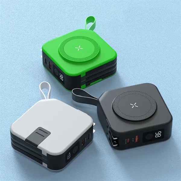 10000mAh Built-in Cable Charger Magnetic Wireless Power Bank - 10000mAh Built-in Cable Charger Magnetic Wireless Power Bank - Image 0 of 3