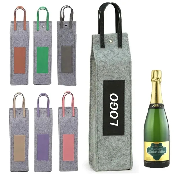 Felt Single Bottle Wine Tote Bag - Felt Single Bottle Wine Tote Bag - Image 0 of 4