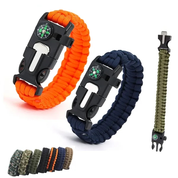 Paracord Survival Bracelet with Compass and Fire Starter - Paracord Survival Bracelet with Compass and Fire Starter - Image 0 of 6