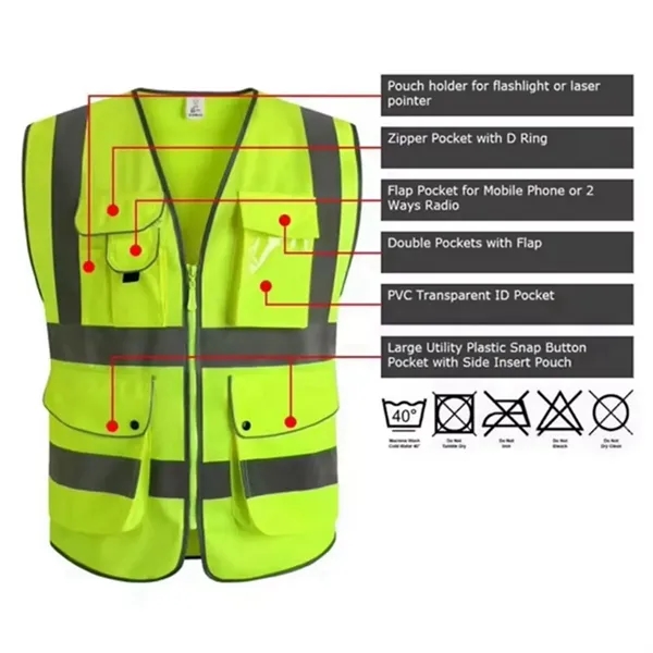 High Visibility Polyester Reflective Safety Vest - High Visibility Polyester Reflective Safety Vest - Image 0 of 12