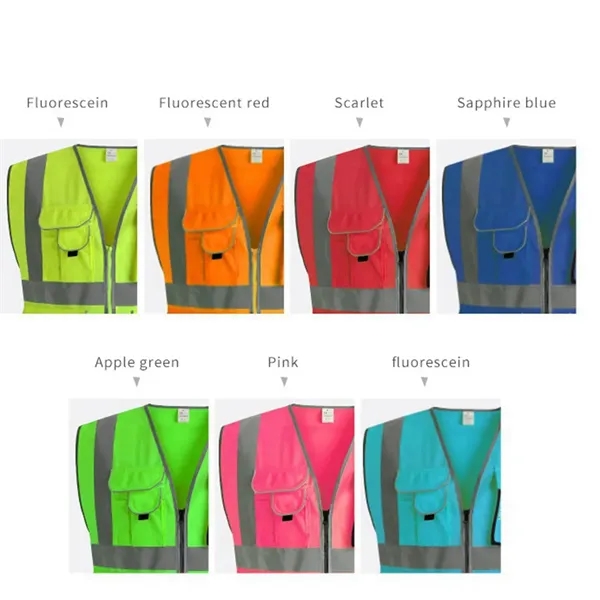 High Visibility Polyester Reflective Safety Vest - High Visibility Polyester Reflective Safety Vest - Image 2 of 12