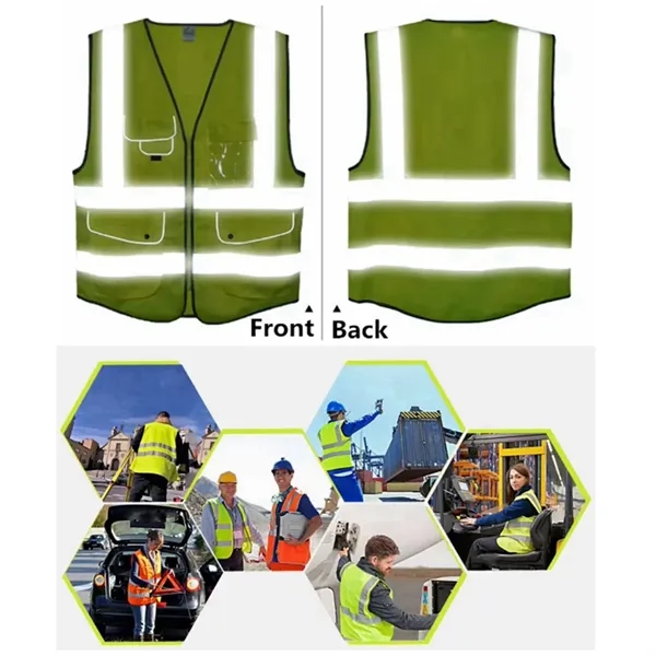 High Visibility Polyester Reflective Safety Vest - High Visibility Polyester Reflective Safety Vest - Image 3 of 12