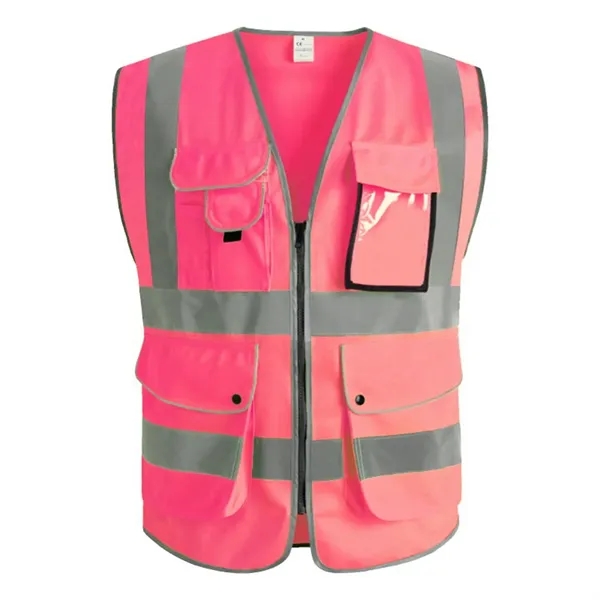 High Visibility Polyester Reflective Safety Vest - High Visibility Polyester Reflective Safety Vest - Image 7 of 12