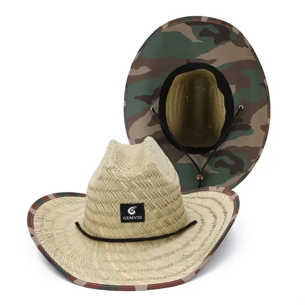 Braided Beach Straw Hat with Large Brim - Braided Beach Straw Hat with Large Brim - Image 3 of 3