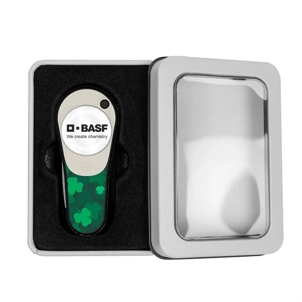Custom Pitchfix Ultima Golf Divot Tool in Window Tin