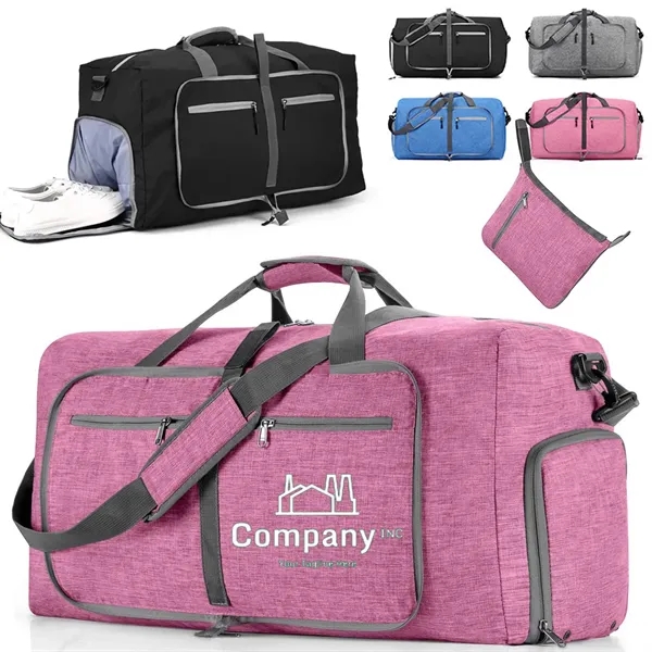 Foldable Duffle Gym Bag with Shoe Compartment - Foldable Duffle Gym Bag with Shoe Compartment - Image 0 of 5