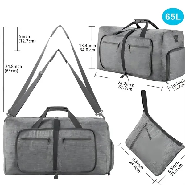 Foldable Duffle Gym Bag with Shoe Compartment - Foldable Duffle Gym Bag with Shoe Compartment - Image 2 of 5