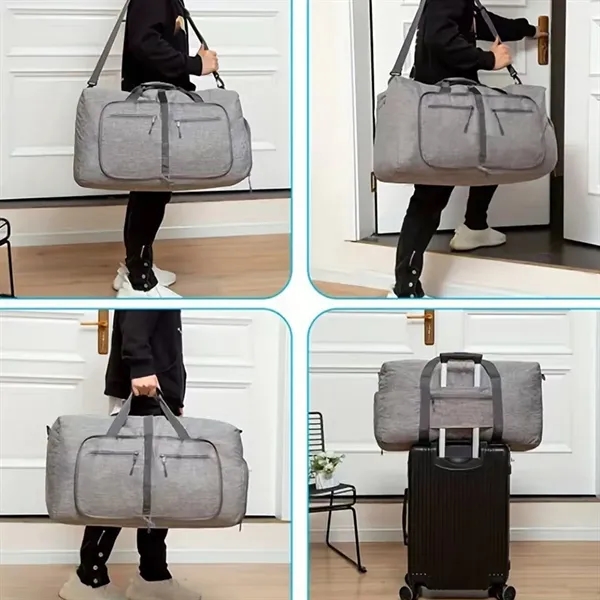 Foldable Duffle Gym Bag with Shoe Compartment - Foldable Duffle Gym Bag with Shoe Compartment - Image 3 of 5