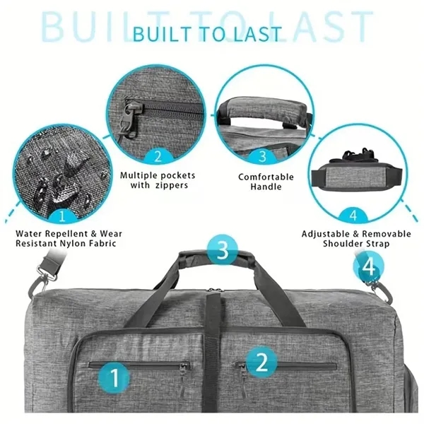 Foldable Duffle Gym Bag with Shoe Compartment - Foldable Duffle Gym Bag with Shoe Compartment - Image 5 of 5