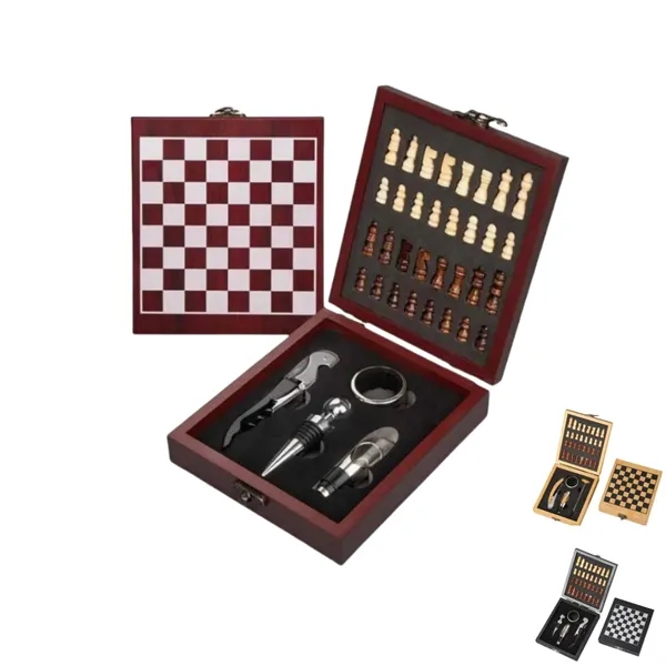 Wine Opener & Corkscrew Gift Set with Chess Game - Wine Opener & Corkscrew Gift Set with Chess Game - Image 0 of 4