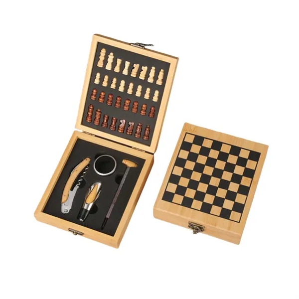 Wine Opener & Corkscrew Gift Set with Chess Game - Wine Opener & Corkscrew Gift Set with Chess Game - Image 1 of 4