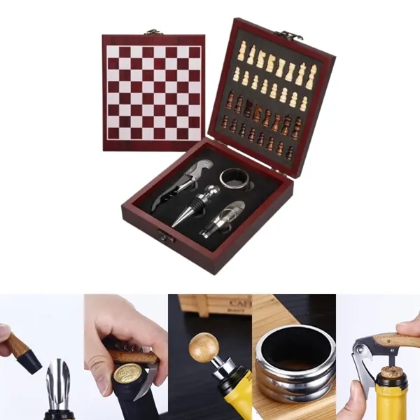 Wine Opener & Corkscrew Gift Set with Chess Game - Wine Opener & Corkscrew Gift Set with Chess Game - Image 4 of 4