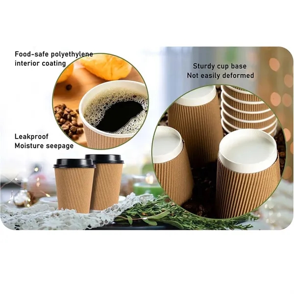 12 oz Ripple Kraft Paper BPA Free Party Office Coffee Cup - 12 oz Ripple Kraft Paper BPA Free Party Office Coffee Cup - Image 2 of 4