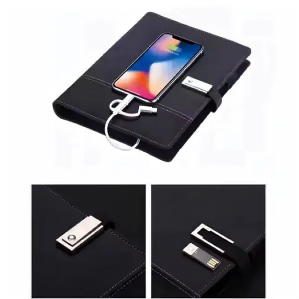Multifunctional Wireless Charging Notebook w/16GB USB Drive - Multifunctional Wireless Charging Notebook w/16GB USB Drive - Image 3 of 5