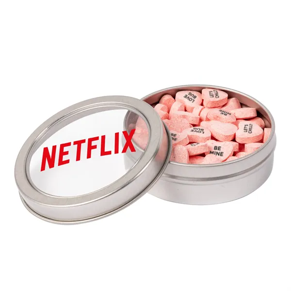 Small Top View Tin - Imprinted Conversation Hearts - Small Top View Tin - Imprinted Conversation Hearts - Image 0 of 3