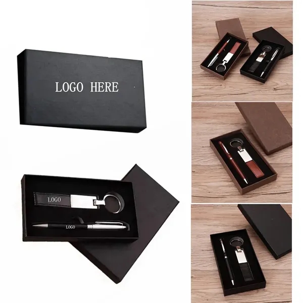 Pen with leather keychain gifts kit - Pen with leather keychain gifts kit - Image 0 of 9