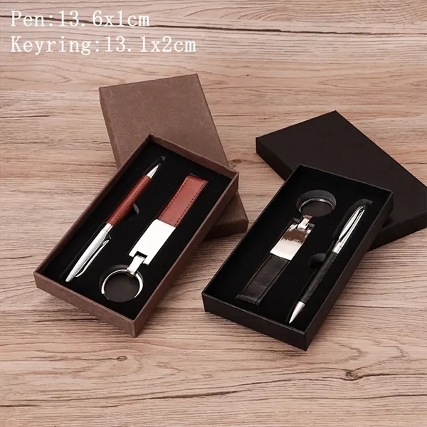Pen with leather keychain gifts kit - Pen with leather keychain gifts kit - Image 1 of 9