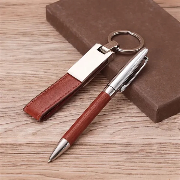 Pen with leather keychain gifts kit - Pen with leather keychain gifts kit - Image 2 of 9