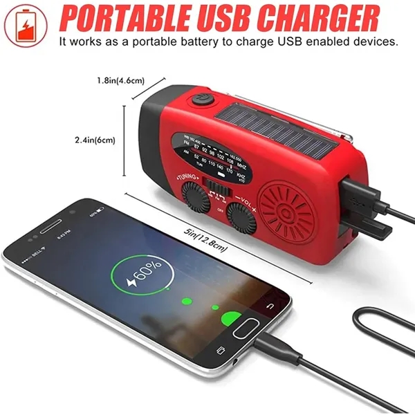 New SOS Emergency Solar Hand Crank Radio Power Bank - New SOS Emergency Solar Hand Crank Radio Power Bank - Image 3 of 5