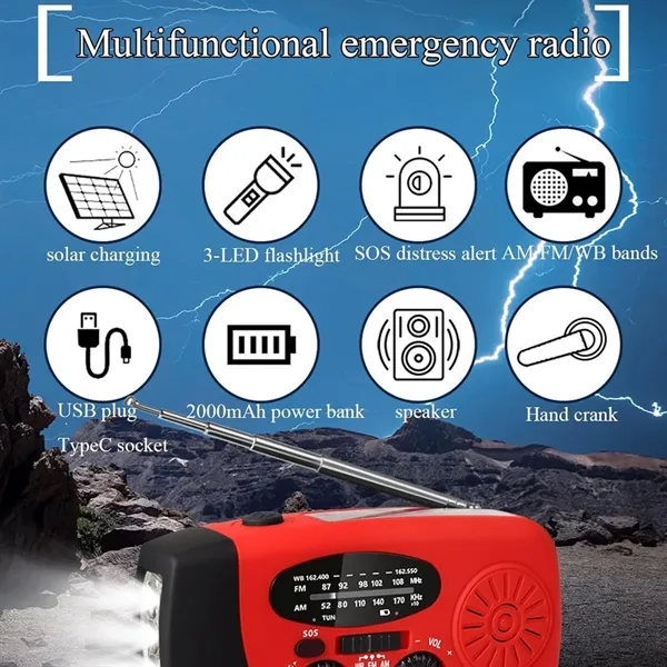 New SOS Emergency Solar Hand Crank Radio Power Bank - New SOS Emergency Solar Hand Crank Radio Power Bank - Image 4 of 5