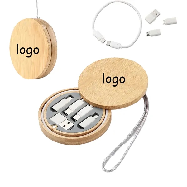 Multi USB Adapter Kit Fast Charging Cable Bamboo Storage Box - Multi USB Adapter Kit Fast Charging Cable Bamboo Storage Box - Image 0 of 1